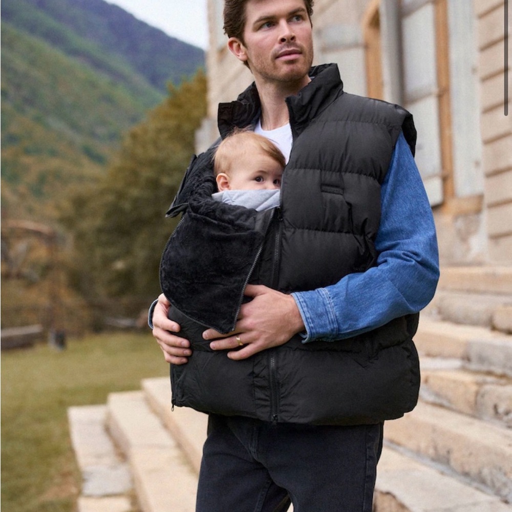 next Black Puffer Vest with Baby Carry Panel